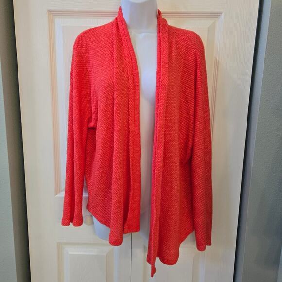 VELVET By Graham & Spencer Dallas cardigan hibiscus pink Resort Wear Office LG - Picture 3 of 8